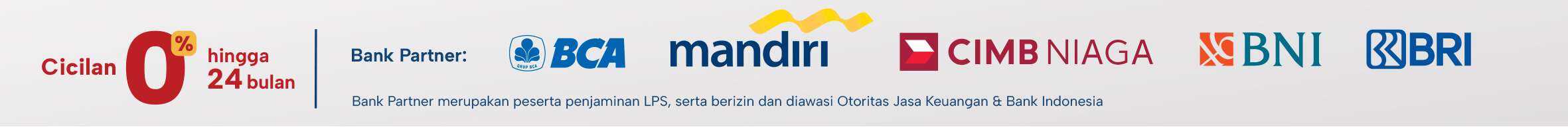 Cicilan 0% — BCA, Mandiri, CIMB Niaga, BNI, BRI